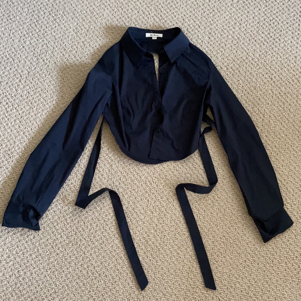 Backless Button Down Shirt - image 3